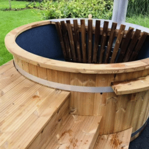 Welltub met interne kachel 200cm Houten rand